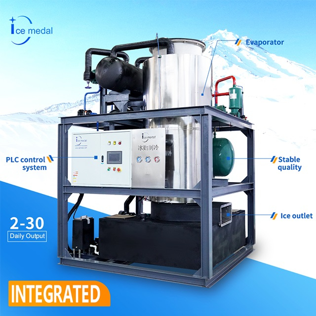 Automatik 20 tan sehari Mesin pembuat tiub ais bersepadu perindustrian untuk loji ais