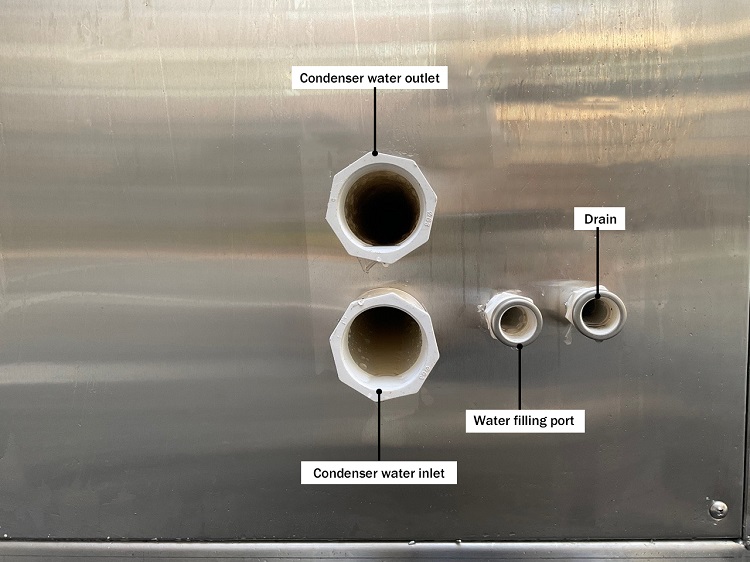 Cube Ice Machine Water Inlet and Outlet