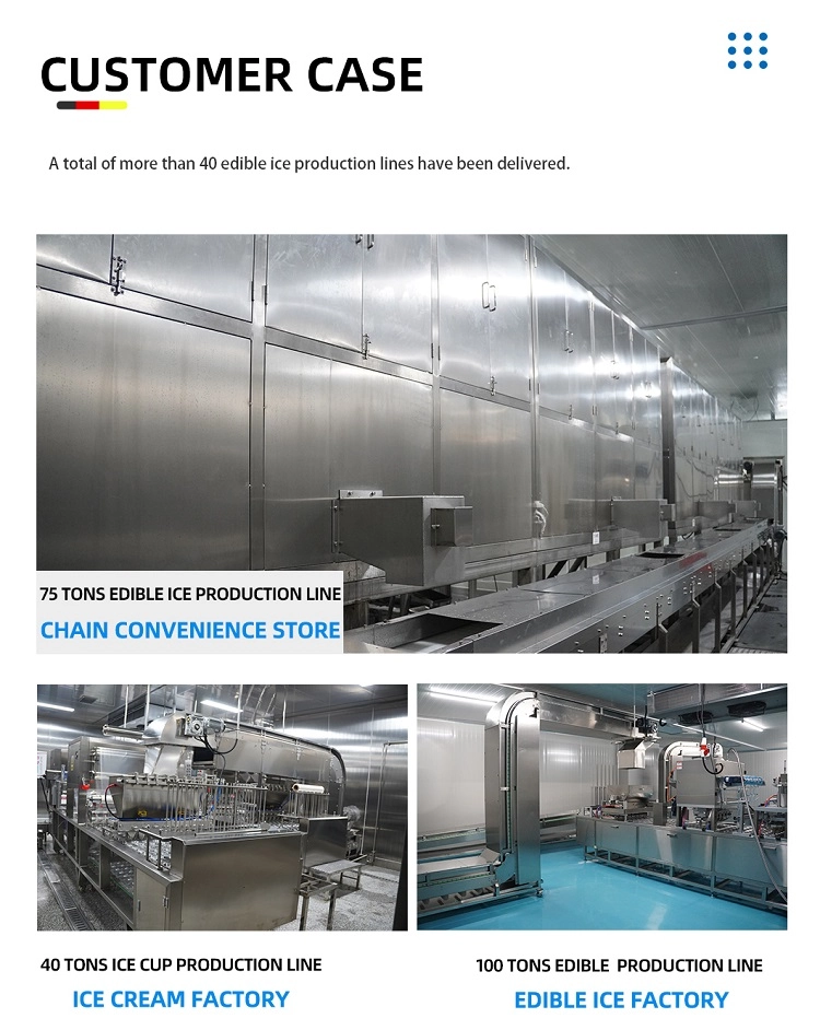 Kes Pelanggan Barisan Pengeluaran Ais Boleh Dimakan, Projek Pembuatan Ais Komersial 75T 40T 100T.webp